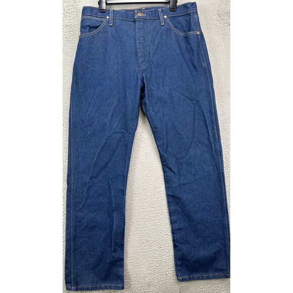 Wrangler Jeans Mens 36X31 13MWZ Blue Western Cowboy Straight‎ Leg 5 Pocket Denim